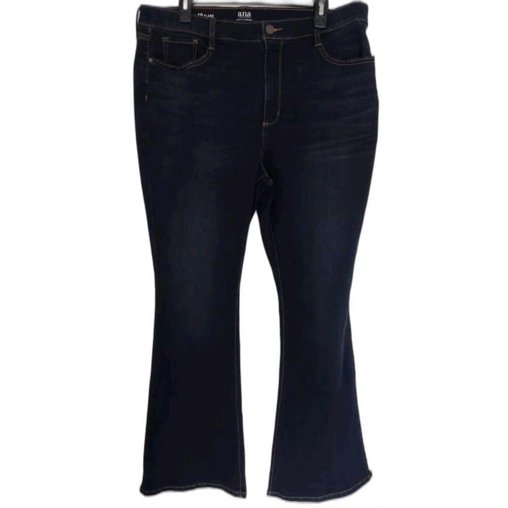 A.N.A   A New Approach Flare Womens  Jeans Wash BootCut Navy Blue Size 18 Boho